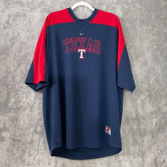 Nike Texas Rangers Shirt Mens XL MLB Baseball center swoosh Polyester Blue - Picture 1 of 10